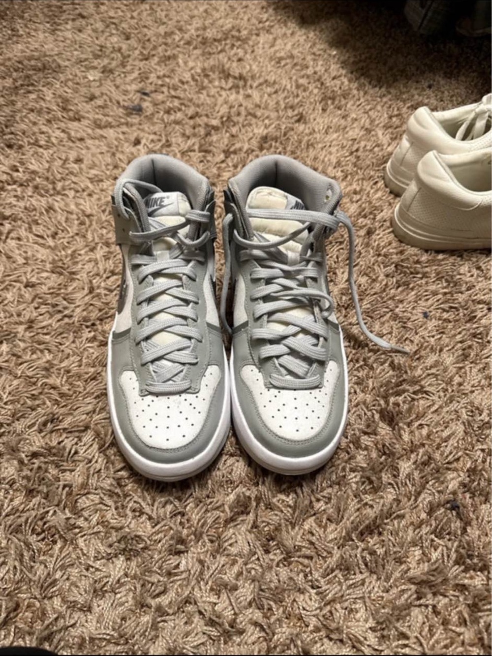 Nike High-Top Sneakers in Light Gray and White